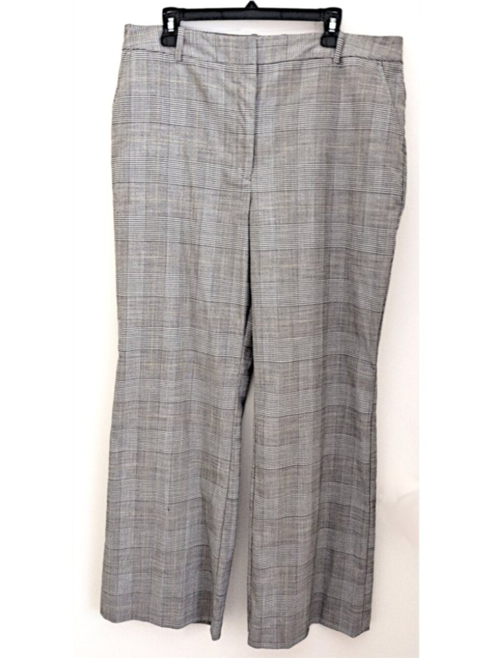 Worthington Plaid Flared Pants Houndstooth Trousers Brown Gray Gingham Size 16